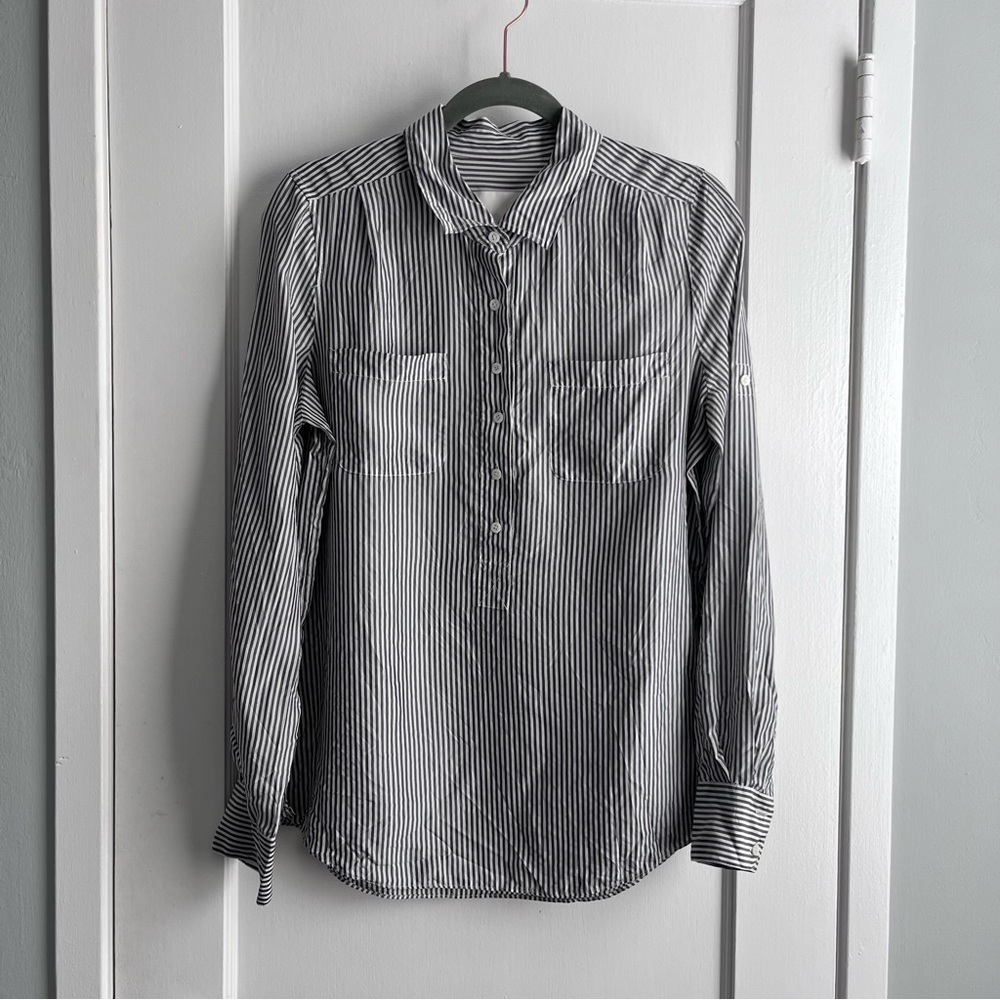 J. Crew Striped Silk collared shirt Sz 8